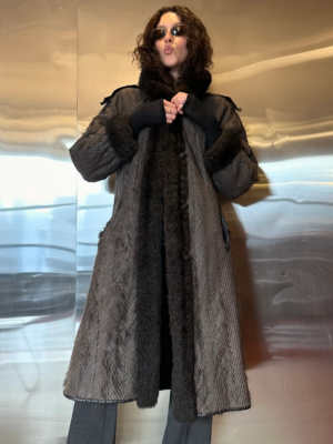 Vintage Brown Fur & Leather Coat